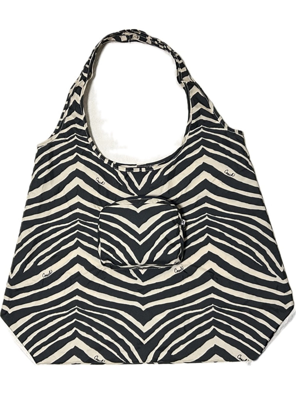 COACH Poppy Animal Print Nylon Folding Tote Bag - Picture 3 of 8